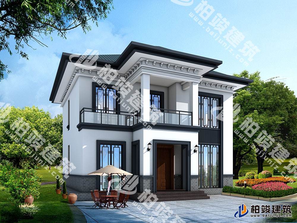 新款農(nóng)村自建二層別墅設(shè)計圖，新中式風(fēng)格，戶型布局實用