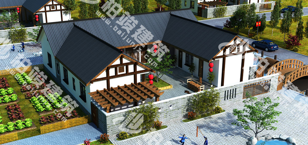 農(nóng)村自建三合院設(shè)計圖，大尺度中式庭院，造價僅20萬