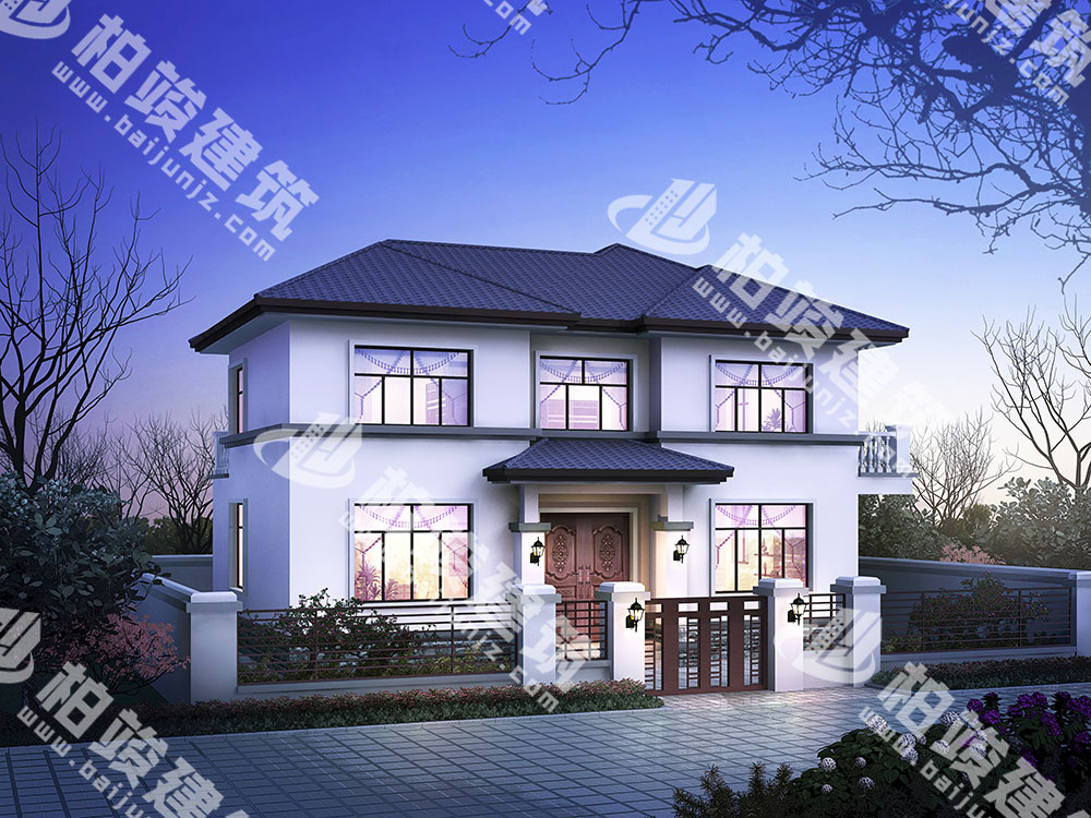 二層現(xiàn)代風(fēng)格自建房設(shè)計圖，框架結(jié)構(gòu)，大氣設(shè)計