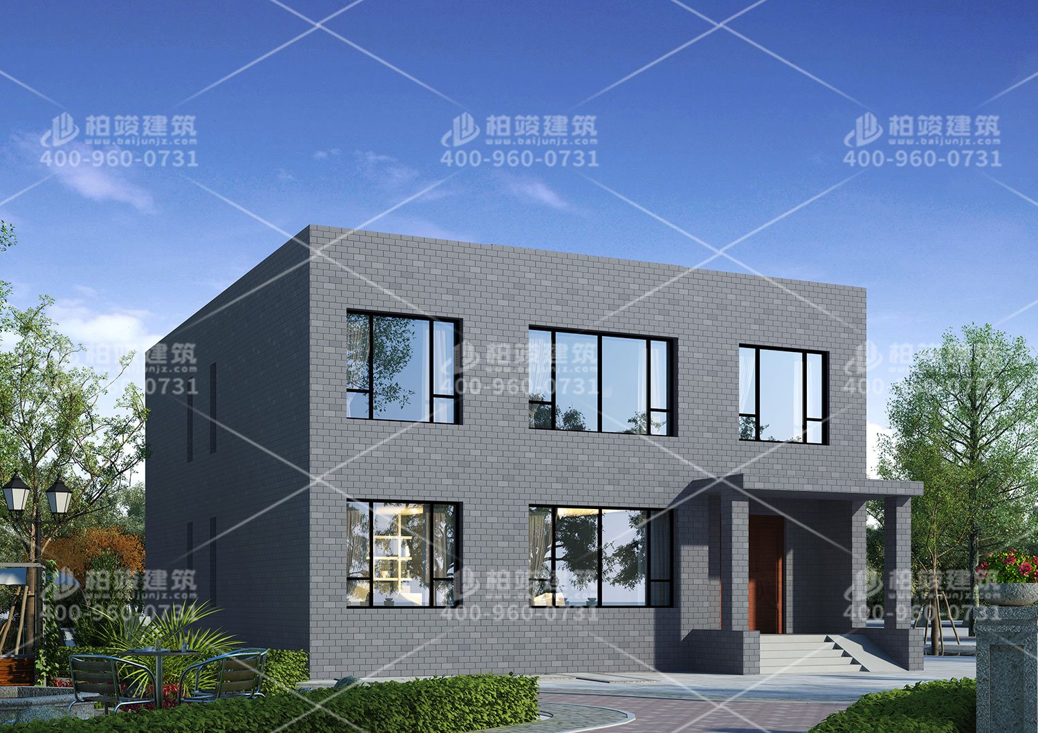 二層豪華別墅設(shè)計，平房頂設(shè)計。