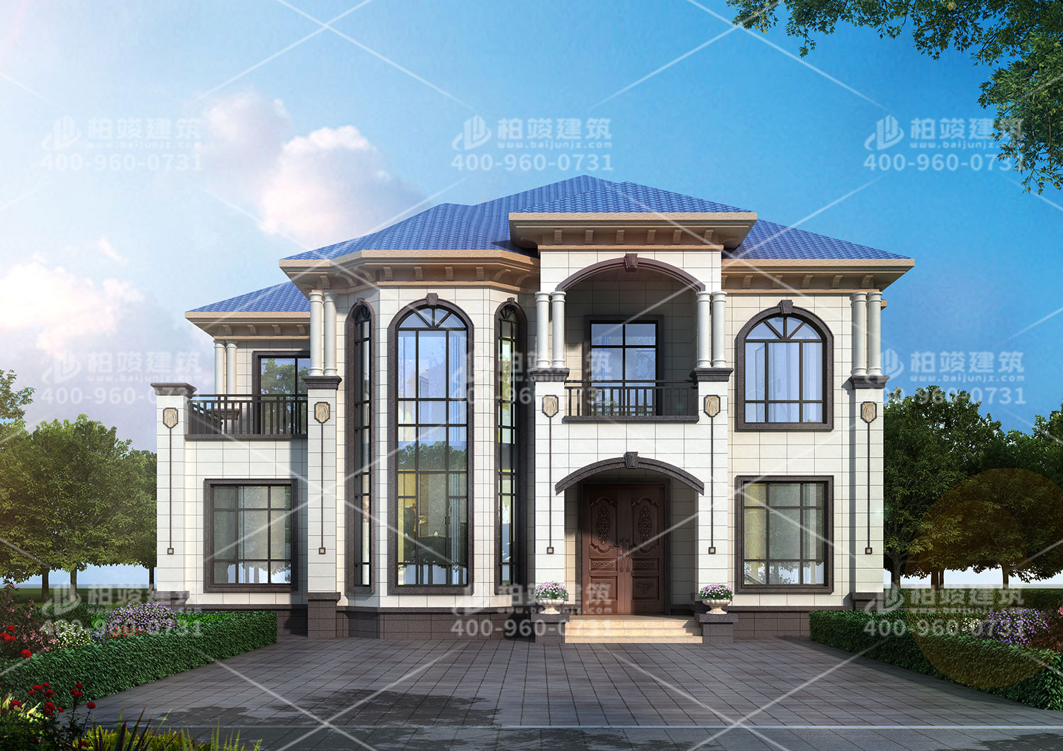 二層樓房設計，帶羅馬柱經典歐式