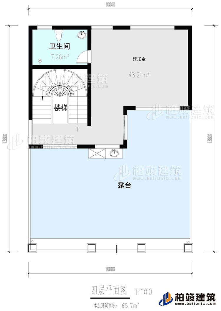 四層:娛樂室，公衛，樓梯，露臺