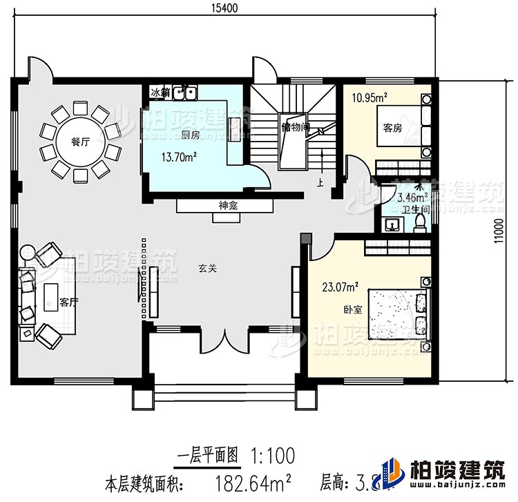 一層：客廳，2臥室，廚房，餐廳，衛(wèi)生間，儲(chǔ)物間