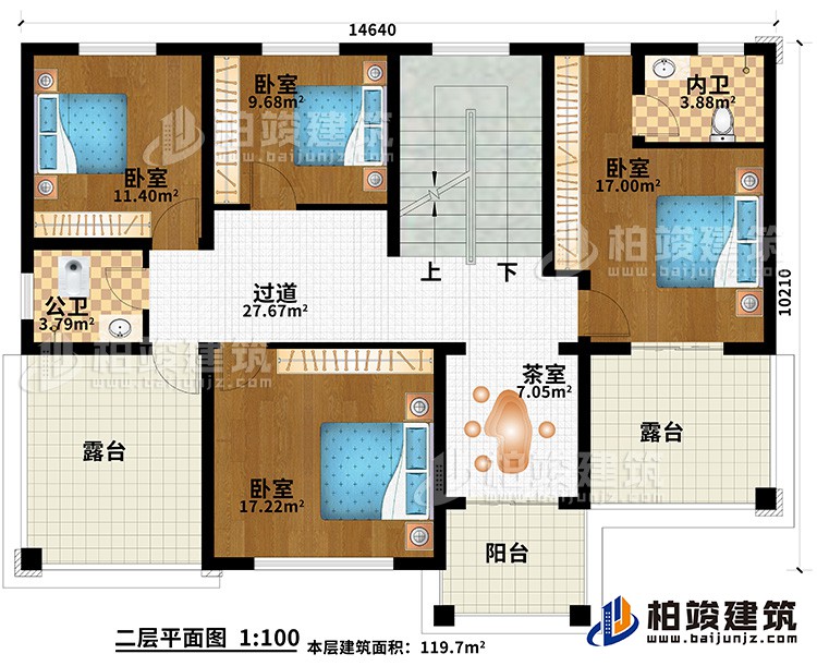 二層：4臥室，公衛(wèi)，內(nèi)衛(wèi)，茶室，2露臺(tái) ，陽(yáng)臺(tái)