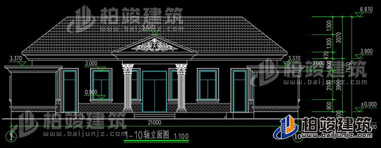 農(nóng)村蓋房設(shè)計大全一層房子的設(shè)計圖紙，帶漂亮的小院子BZ116-簡歐風(fēng)格