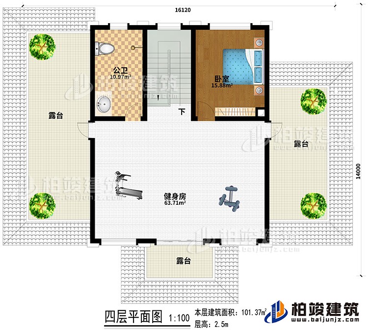 新款農村四層別墅設計圖紙及效果圖，外立面清新別致BZ412-新中式風格