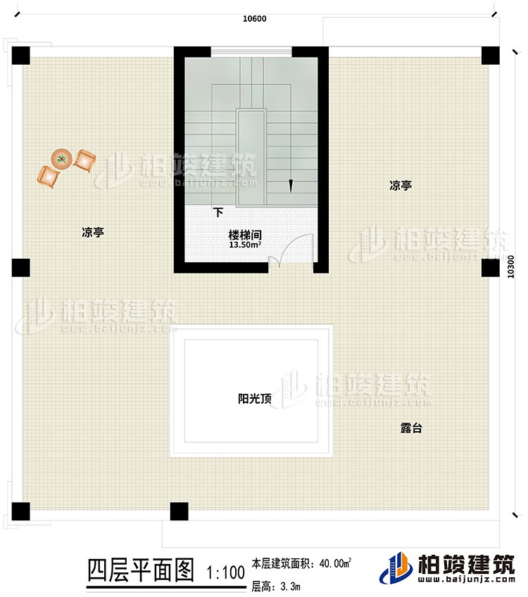 四層：樓梯間、2涼亭、露臺、陽光頂
